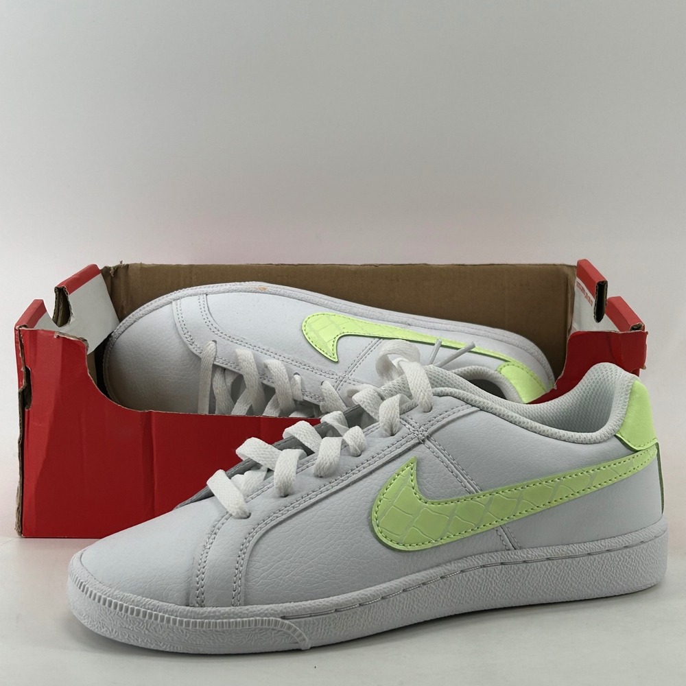Nike Court Royale 2 Sneakers Womens 8.5 White Lime Green Croc Swoosh CW2533-102